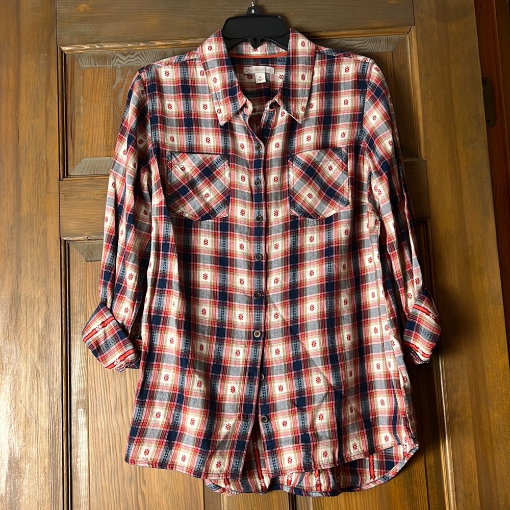 Red plaid button down size medium